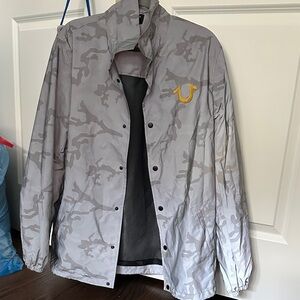True Religion Men's Light Gray Camouflage Windbreaker